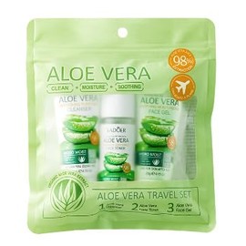 Soleneva Aloe Vera Reise-Hautpflege-Set Mini-Reiseutensilien 3-teiliges Gesichts-Routine-Set für Frauen Reisegröße, Hautpflege-Set mit Aloe Vera Reiniger Gesichtsgel Toner