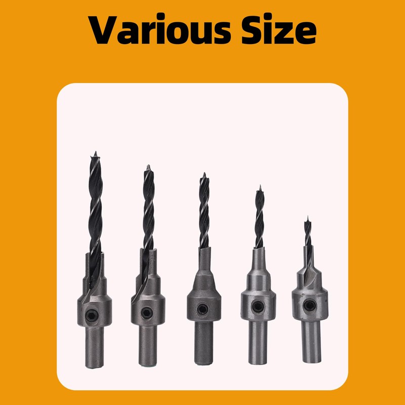 YaaYii Multi-Step Countersink for Confirmat Screw Two-Piece Drill Bit M5x