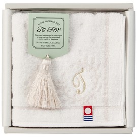 Imabari TF3080M Initialed Terry Cloth Handkerchief, 9.8 inches (25 cm), Initialed with “T,” Embroidered, Made in Japan, Present, Small Gift, Mother's Day, Birthdays, Housewarming, Just Starting Out, Stylish, Cute, Women's