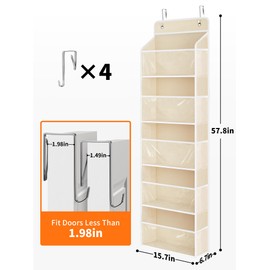 JARLINK 2 Pack Toy Stuffed Animal Storage, Over The Door Organizer W/Clear View Windows, 44lb Load, Baby Toy Storage Organizer for Nursery, Kid Bedroom, Newborn Baby Essentials (Beige)