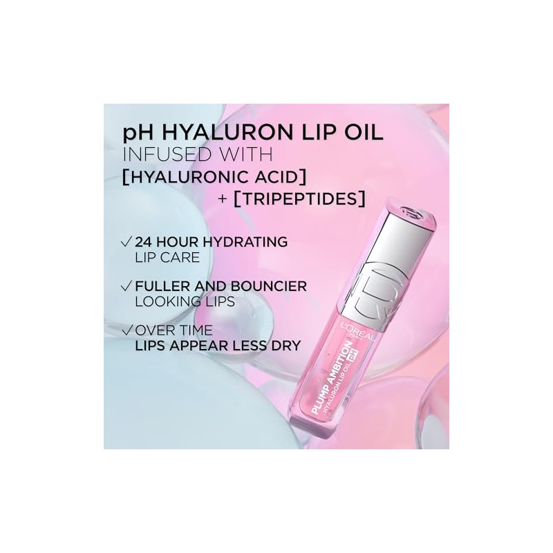 L'Oréal Paris Plump Ambition pH Lip Oil para labios glossy,