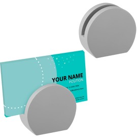 Marspark 2 Packs Resin Circle Business Card Holder for Desk Vertical Gray Concrete Round Business Card Display Stand for Home Office Desktop Storage Organizer Vendor Booth Supplies