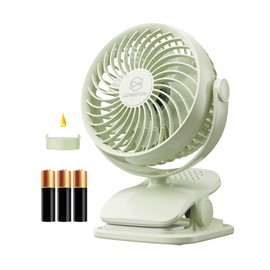 AA Battery Operated Baby Stroller Fan, 5 Inch Clip on Desk Fans with 4 Speeds,Bonus Aroma Function, USB Personal Fan, Portable Camping Fan, 360°Rotation, Wireless Golf Car Fan for Bed, Home (Green)