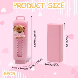Capybara Retractable Eraser for Children, 8 Colours, Funny Eraser, Capybara Eraser, Cute Capybara Stationery Set for Capybara Lovers, School Party Bags, Children's Birthday Party, Pack of 8