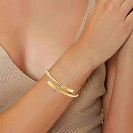 ARROMI 3 PCS Gold Arm Cuff, Gold Cuff Bracelet, Arm Cuff, Arm Cuff Gold, Arm Cufffor Women Gold Fashion Cuff Bangle Bracelets for Women Statement Bracelets Minimalist Gold Bracelet for Girls