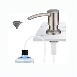 Brushed Nickel Soap Dispenser for Kitchen Sink, Built in Sink Soap Dispenser, Countertop Dispenser Pump with 320ml Bottle,47.2" Silicone Long Tube for 7.9 "- 13.8" High Capacity Bottle Mouths