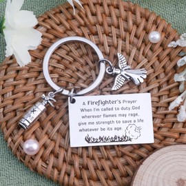 Firefighter Gifts for Men,Fire Fighter Fireman Firefighters Birthday Graduation Retired Appreciation Gifts Keychain for Men Women Him Adults Firemen Husband Boyfriend Dad for Valentines Fathers Day