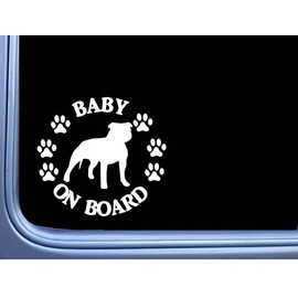 EZ-STIK Baby on Board American Bully Uncropped L474 6" Pitbull Sticker Decal