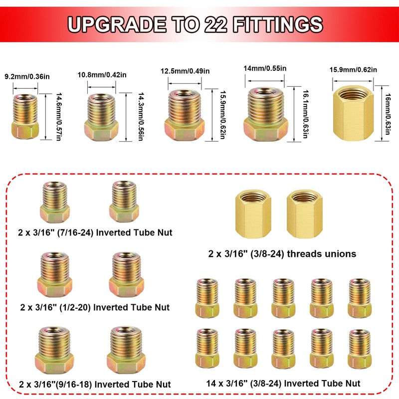 3/16 Inch+1/4 Inch Brake Line Flaring Tools kit Include Copper-Plated