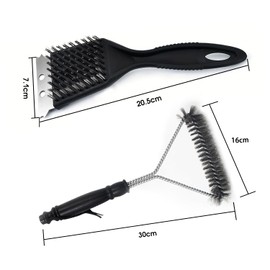 SIGANDG 2 Pieces Grill Brush, 2-in-1 Grill Cleaning Brushes, Grill Brush Triangular 360° Cleaning, Anti-scalding Plastic Handle, Grill Accessories for Grill Grate, Gas Grill, Charcoal Grill