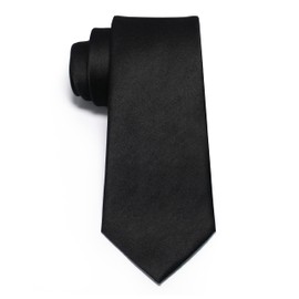 Corbatas de Satén para Hombre, Corbata Lisas Slim Delgada para Caballero, Accesorio Elegante de Alta Calidad para Trajes, Regalo Perfecto para Marido, Padre o Amigo (Negro)