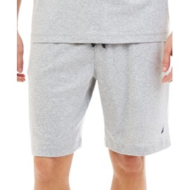 Nautica Men's Soft Knit 100% Cotton Elastic Waistband Sleep Lounge Short, Grey Heather, Large