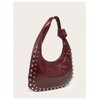 QWINEE Women's Studded Hobo Purses PU Leather Designer Shoulder Handbags