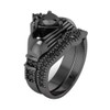 ringcrown Bridal Sets Black Gold Plated Heart Black Cz 2pcs