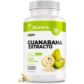 BioHerb Extracto de Guanábana 100 Puro 180 Cápsulas de 500 mg Alta Concentración Natural de Antioxidantes y Vitaminas C, Tiamina, Niacina Máxima