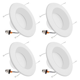 Maxxima 5 and 6 inch LED Retrofit Downlight 950 Lumens Smooth Baffle Trim 2700K Warm White Dimmable Energy Star, 100 Watt Equivalent Light Fixture E26 Adapter Included - 4 Pack