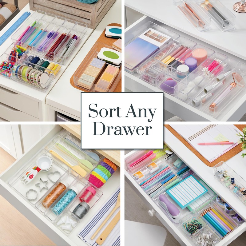 STORi SimpleSort 10-Piece Stackable Clear Drawer Organizer Set | Multi-size