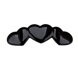 1 x heart patent clip (3 hearts) approx. 11 cm long and 3.5 cm wide in black - made in Germany WeLoveBeads