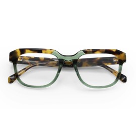 eyebobs Breaking News Premium Readers for Women and Men | Square Eye Glasses| Green and Tortoise Front with Tortoise Temples | 1.50