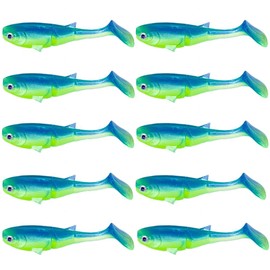 Bwilixiumei 10Pcs Soft Plastic Fishing Lure - Paddle Tail Swimbaits - Bait Shad Minnow Drop Shot Fishing Lures for Bass Trout Walleye Crappie 2.76in
