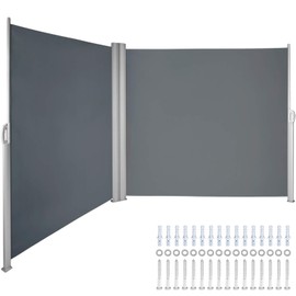 Beige Retractable Side Awning-Rugged 71x236'' Full Aluminum Rust-Proof Side Awning Patio Sunshine Privacy Divider Wind Screen. Longer Service Life, Suitable for Courtyard, Roof Terraces and Pools