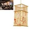 Pendant Light Chinese Style Bamboo Faux Sheepskin Lampshade E27 Ceiling