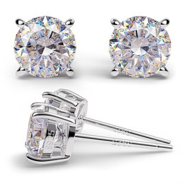 0.8 ct Moissanite Stud Earrings for Women Men, 925 Sterling Silver Simulated Diamond Stud Earrings 0.8 ct. tw. | 6 mm Each Transparently