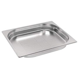 Vogue 12561 Stainless Steel 1/2 Perforated Gastronorm Pan 40mm Deep Food Container, Silver