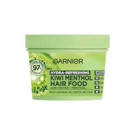 Garnier Hair Food Multi-Use Hair Treatment Mask, Hydrates and Refreshes Oily Roots and Dry Ends, with Kiwi and Menthol, No Silicones for a Natural Feel, Vegan Formula, 400ml