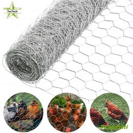 TecTech 48"x150' Galvanized Poultry Net Metal Mesh Fencing Chicken Wire 2" Holes Rustic