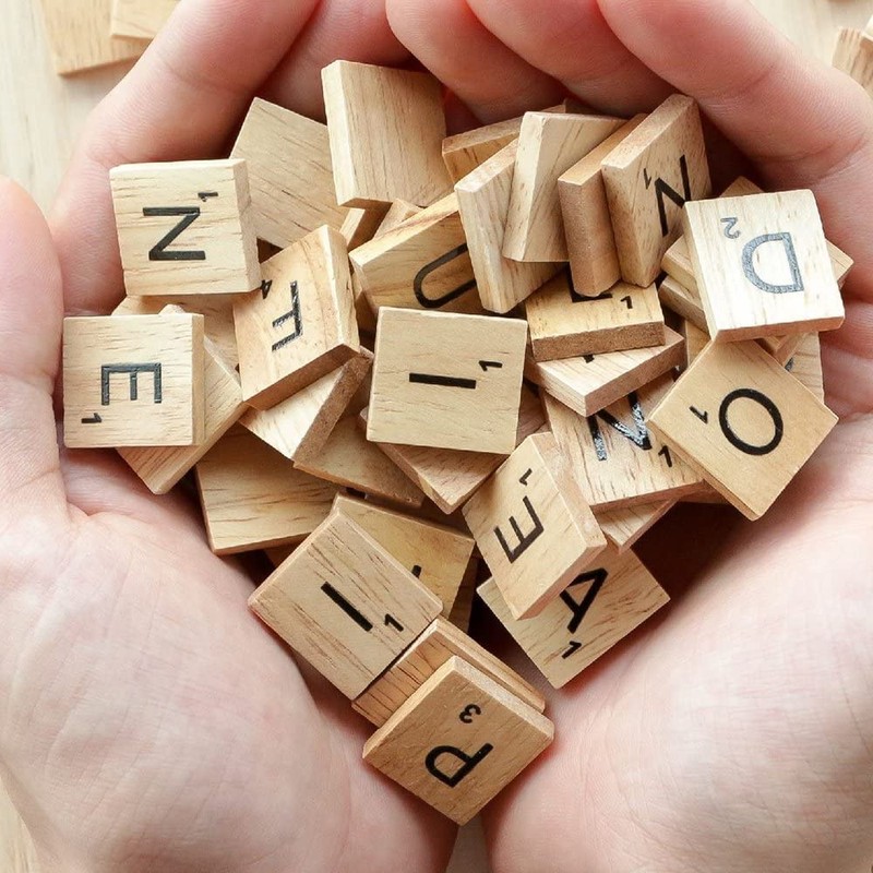 ASPIRE UK ® 200 Wood Scrabble Tiles Wooden Black Letters