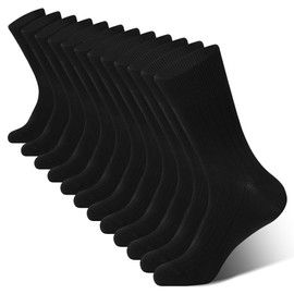 BAMBOO COOL Men's Dress Socks Bamboo Viscose Breathable Crew Socks For Men, Casual Lightweight Comfort 6 Pack Black Socks