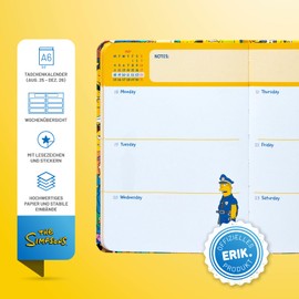 Grupo Erik Homework Book School Calendar 2025/2026 The Simpsons School Planner 2025 2026 Calendar 2025 Pocket Calendar - School Calendar 2025 2026 Gift School School Girls and Boys School Supplies