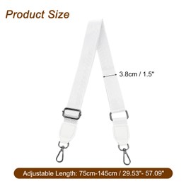 sourcing map Wide Shoulder Strap, 3.8cm Adjustable Purse Strap Replacement Crossbody Strap for Shoulder Bag Handbag, White, Black Square Mouth Buckle