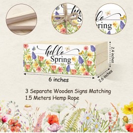 3 Pcs Hello Spring Decorative Book Stacks for Home Decor, Wood Book Stack for Table Decor, Spring Tiered Tray Decor for Table Home Shelf Decoration, Farmhouse Stacked Books Decor, A01