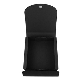Emartbuy Pack of 12 Square Shaped Presentation Gift Box, 16.5 cm x 16.5 cm x 5 cm, Easy Assembly, Black Box with Bow Ribbon