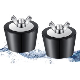 Pack of 2 Winter Plugs Pool 1.25-1.5 Inch / 32-38 mm Pool Inlet Nozzle Rubber Plug with Stainless Steel Wing Nut to Prevent Frost Damage to Swimming Pool Drain Pipes