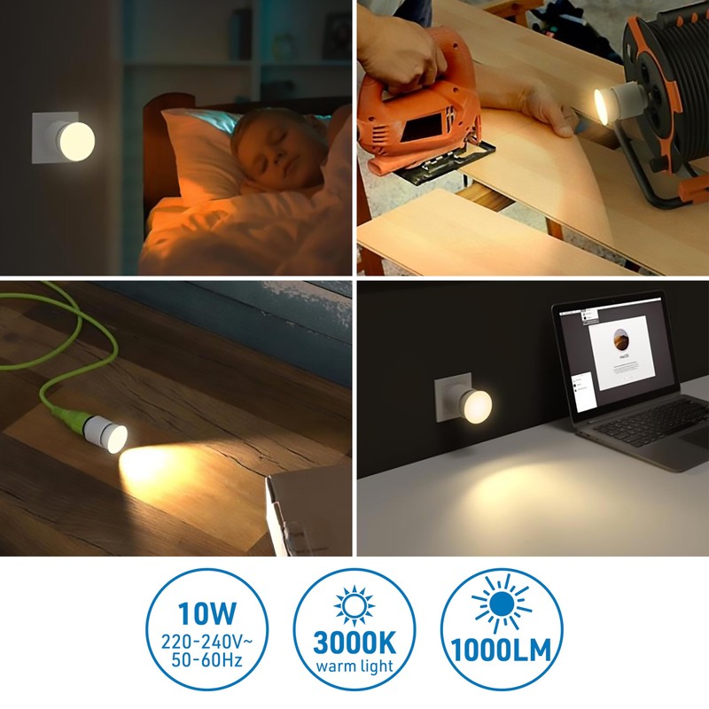 Electraline 58047 IP44 LED Spotlight with 4 Adjustable Brightness Levels