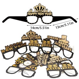 Zeptrix 2025 Glasses New Years Eve,12Pcs Happy New Year Decorations 2025 New Years Eve Party Supplies Happy New Year Eve Glasses NYE Party Favors 2025 Dress up Eyewear Props Adults Party Accessories
