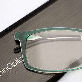 Always With You ThinOptics Reading Glasses - Ultra Thin and Lightweight Readers with Case - Special Edition Colors - Rectangle Green 2.5x