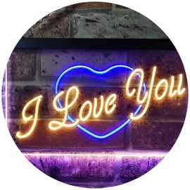 ADVPRO I Love You Heart Home Deco Dual Color LED Barlicht Neonlicht Lichtwerbung Neon Sign Blau & Gelb 300 x 210mm st6s32-i0362-by
