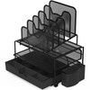 Simple Houseware Mesh Desk Organizer with Sliding Drawer, Double Tray