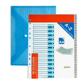 A4 Plastic Dividers (A-Z) Includes Plastic Envelope - DIN A4 Alphabetical Dividers for Binders and Binders with 2 and 4 Rings - Pack of 26 Grey Dividers - Alphabetical Index Organizer