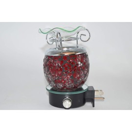 Nature's Enlightenment Red Crackle Design Dimmable Oil Burner Aromatherapy Lamp Outlet Plug - Aromatherapy, Oil Burner, Zen Decor