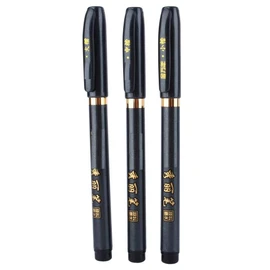 Maxmartt 3 Pcs Ink Pen Artist 3 Size Calligraphy Pen for Writing Drawing Chinese Japanese Calligraphy Shodo Brush Ink Pen Fineliner Pens Calligraphy Set for Beginners