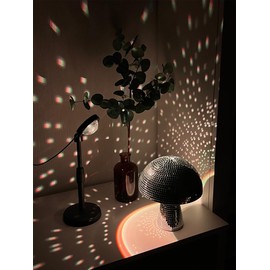 Yeehlmer Creative Mushroom Disco Ball for Party,Table Decor Mirror Retro Handmade Disco Ball Mushroom Shape Home Art Decorations,Bar Ornaments (Silver, L(8.3''))