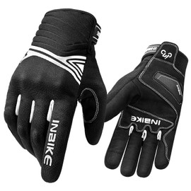 INBIKE Waterproof Winter Motorcycle Gloves Thermal Fleece Touchscreen with TPR Palm Pad Cushioning Hard Knuckle White Small