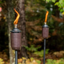 TIKI 2-Pack Honey Copper Outdoor Torches – Easy Install Decorative TIKI Torches for Patio, Backyard & Garden – Includes Long-Lasting Wicks & Snuffer, Weather-Resistant, Bronze