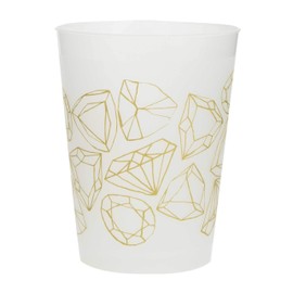 Unique Gold Diamond Bachelorette Party Cups - 16 oz. (8ct) - Durable & Stylish Clear Plastic Drinkware - Perfect for Birthdays, Holidays, & Themed Events