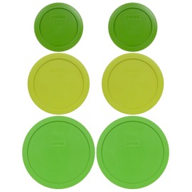 Pyrex (2) 7402-PC Green 7 Cup (2) 7201-PC Edamame Green 4 Cup (2) 7200-PC Lawn Green 2 Cup Plastic Food Storage Lids - 6 Pack